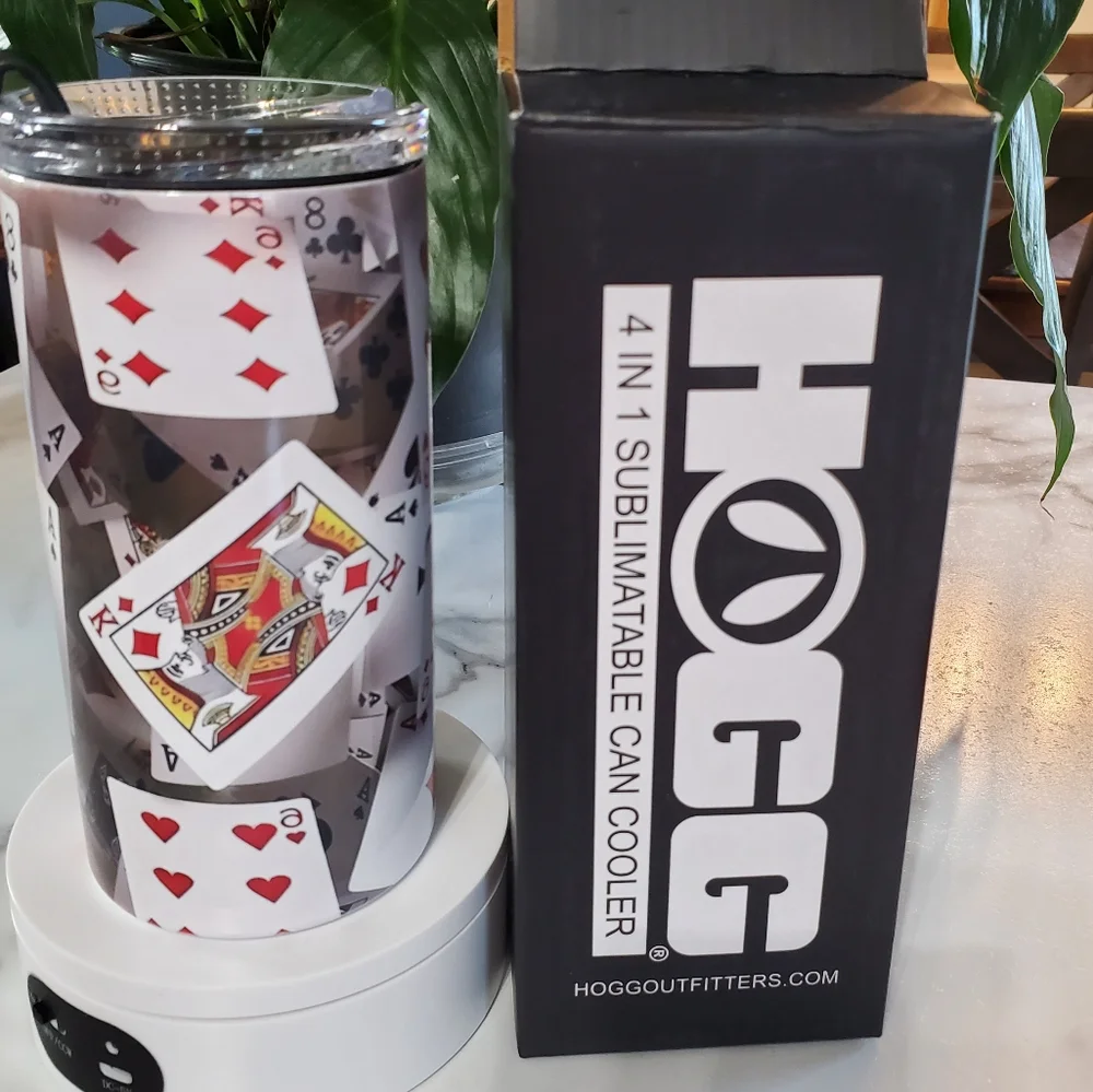 Playing Cards 4 in 1 Can Cooler 14oz Tumbler 🎉sale